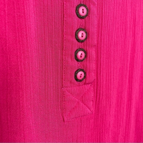 Vintage 80s 90s magenta pink oversized boxy relaxed fit short sleeve blouse top - Picture 7 of 16
